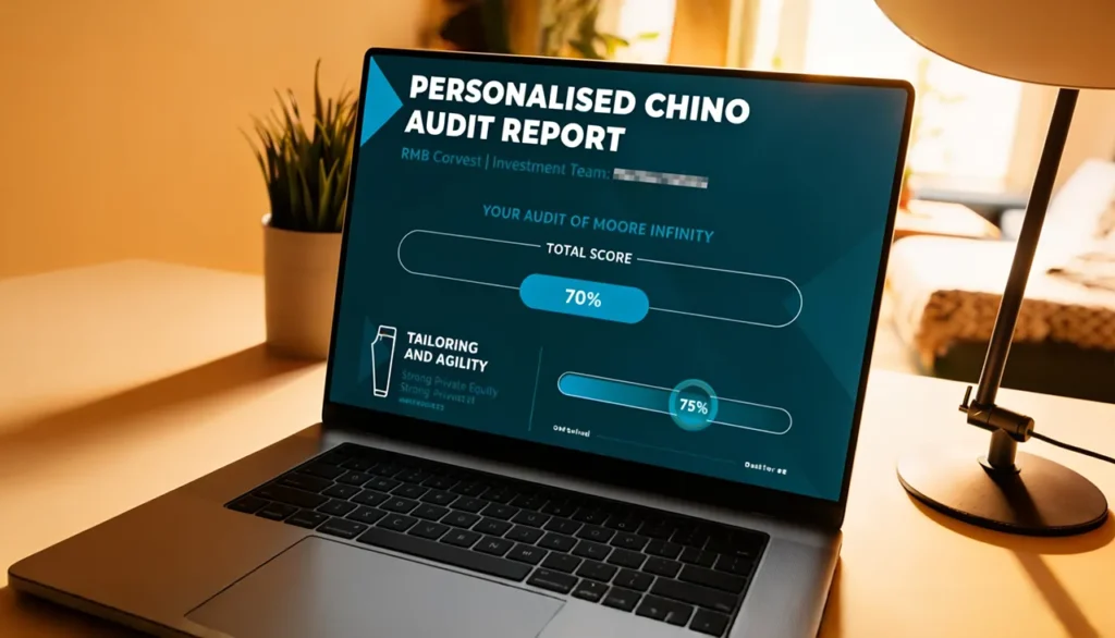 Laptop displaying a personalised Chino audit report