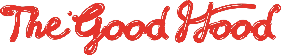 Red handwritten The Good Food logo